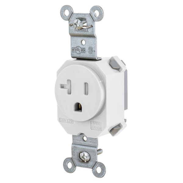 Straight Blade Receptacle, 5-20R, 20 A, 125V AC, 2 Pole, 3 Wire, Grounded